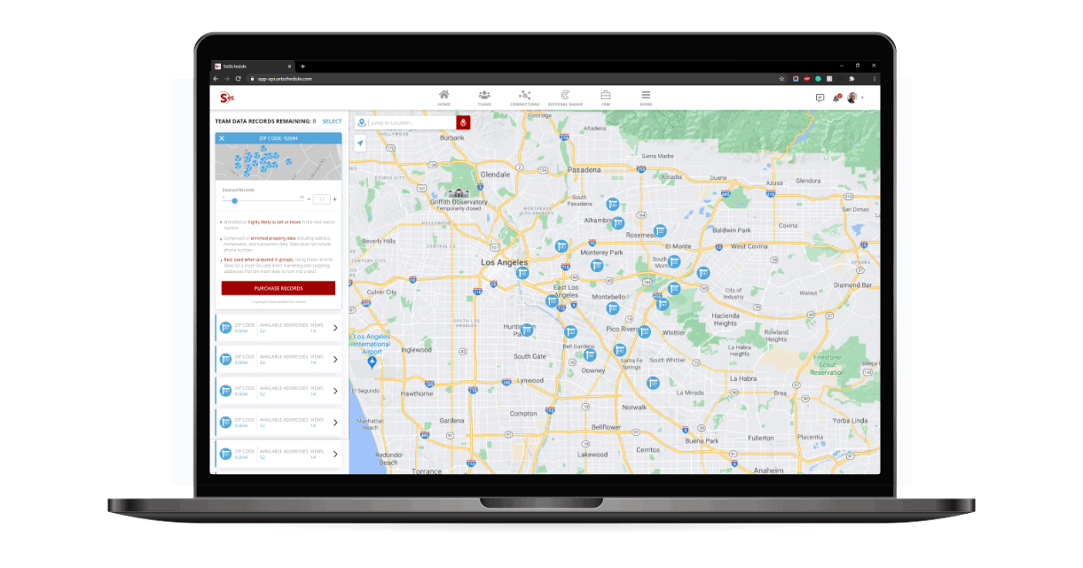 Desktop version of the Data Center for Real Estate Professionals